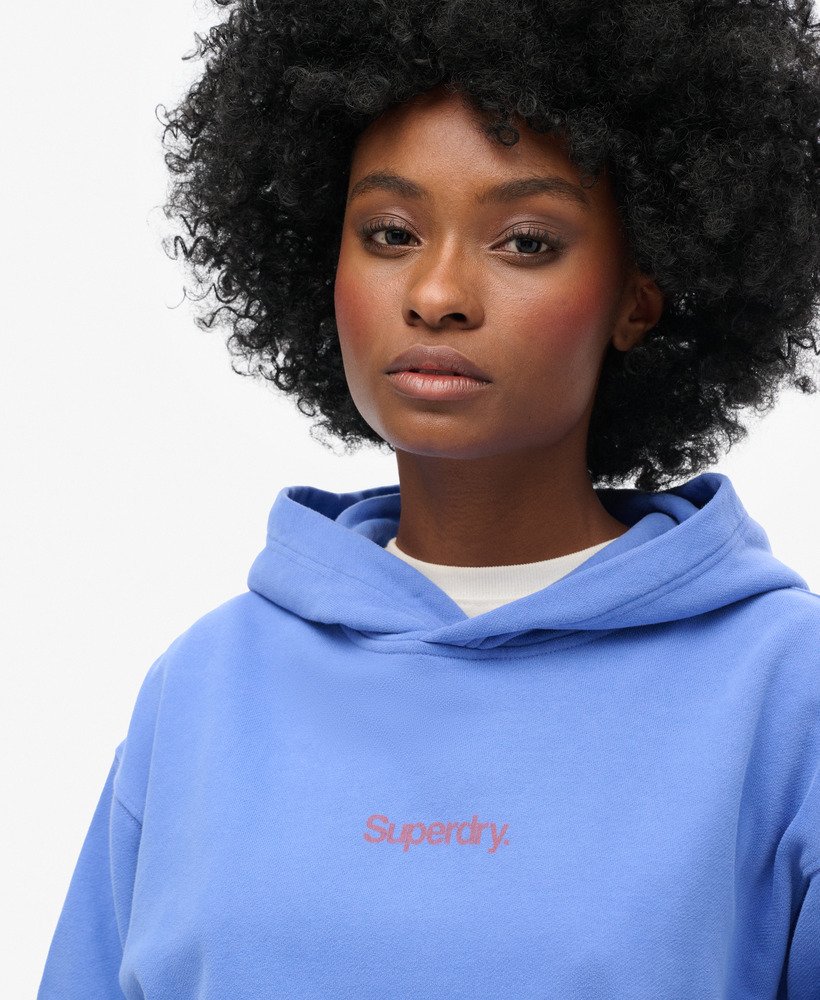 core logo city loose hoodie in chambrayblauw