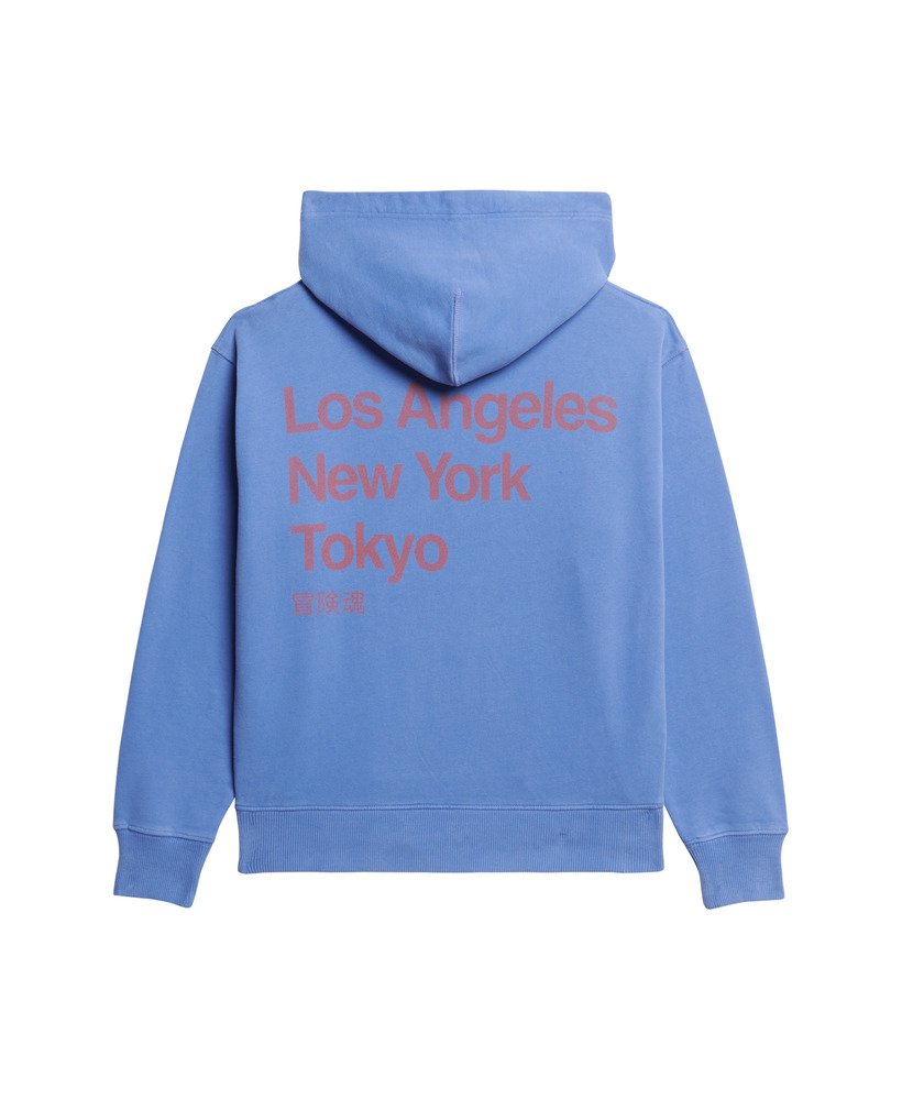 core logo city loose hoodie in chambrayblauw