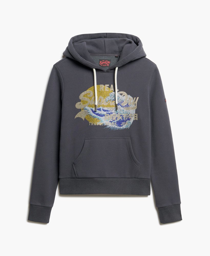 tokyo vintage logo graphic hoodie in ebony