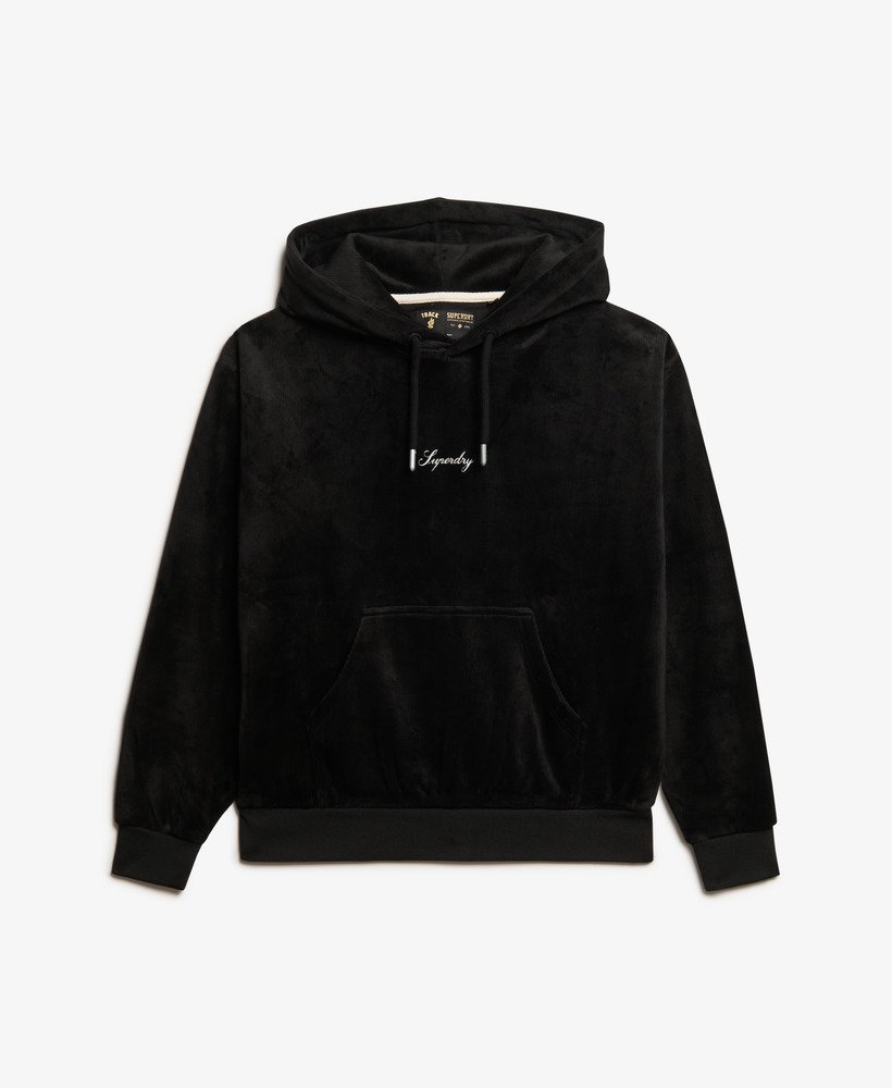 country club velours loose hoodie in zwart