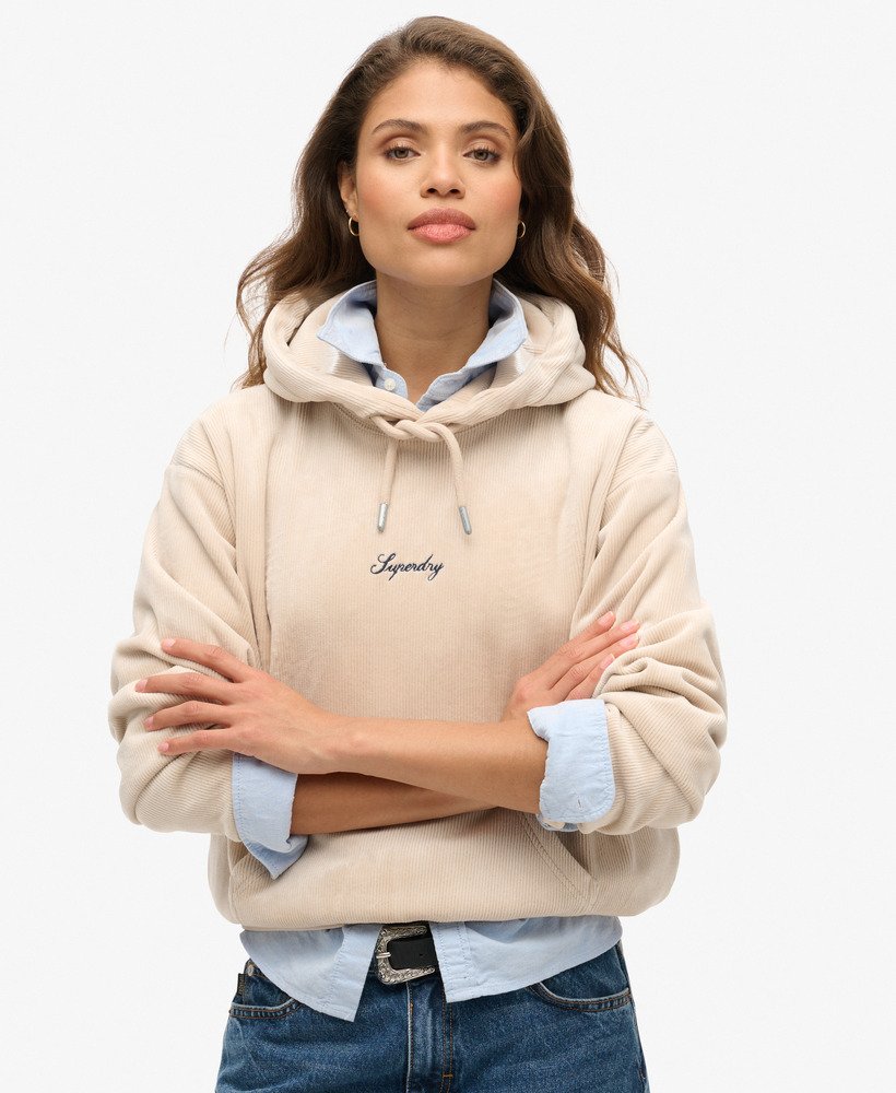country club velours loose hoodie in off grey