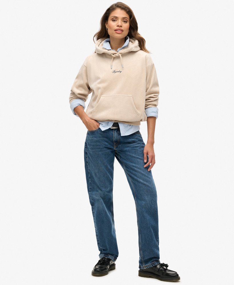 country club velours loose hoodie in off grey