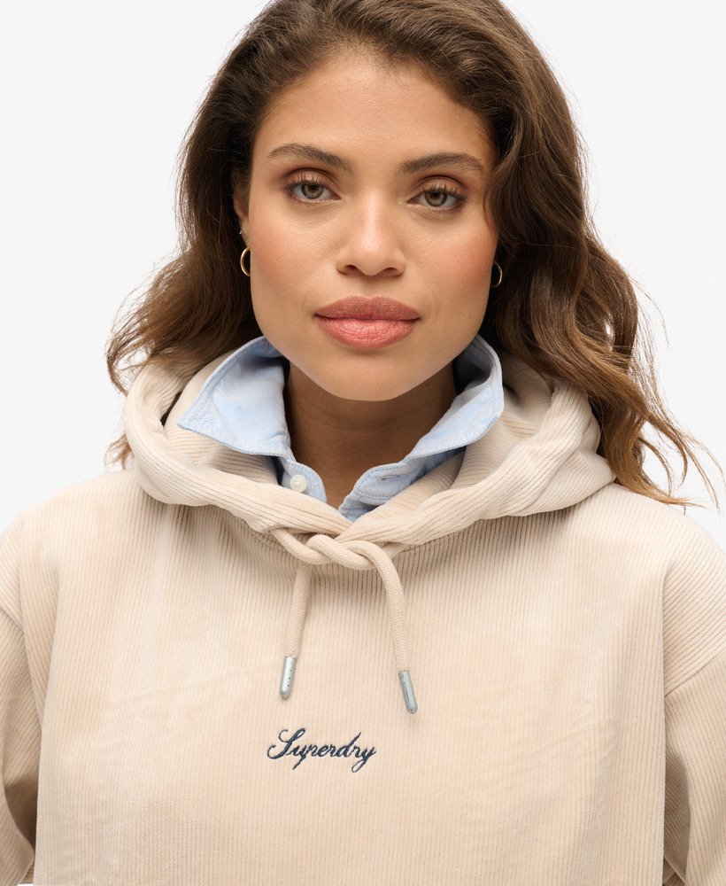 country club velours loose hoodie in off grey