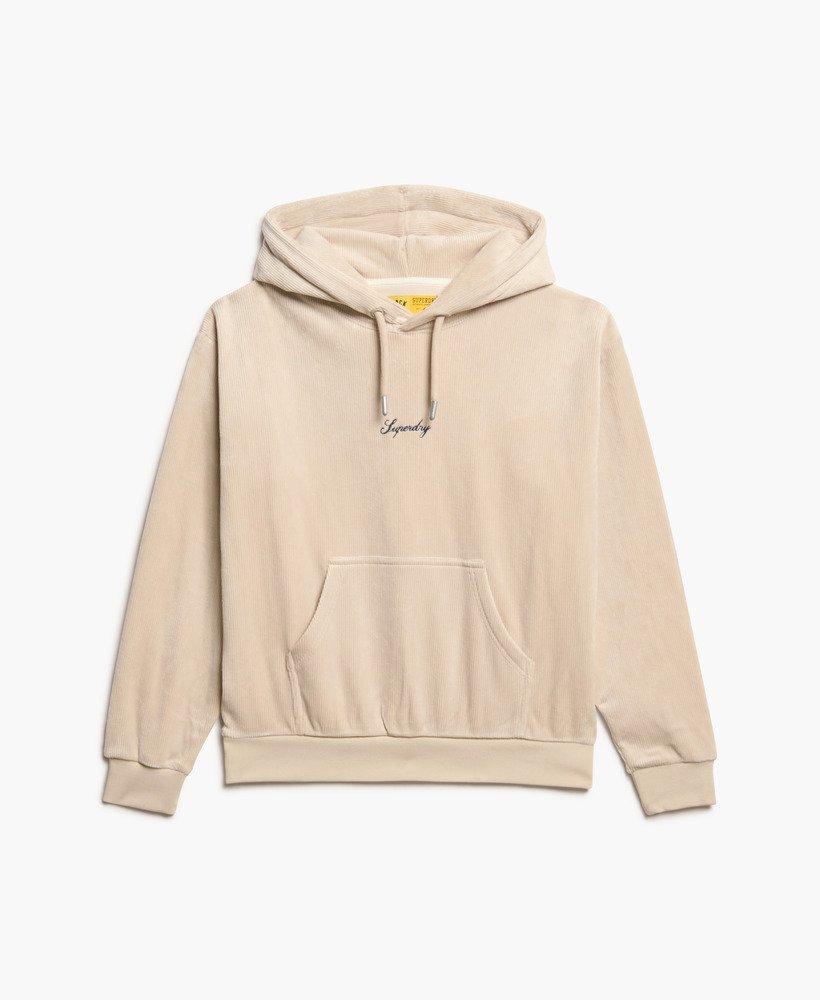 country club velours loose hoodie in off grey