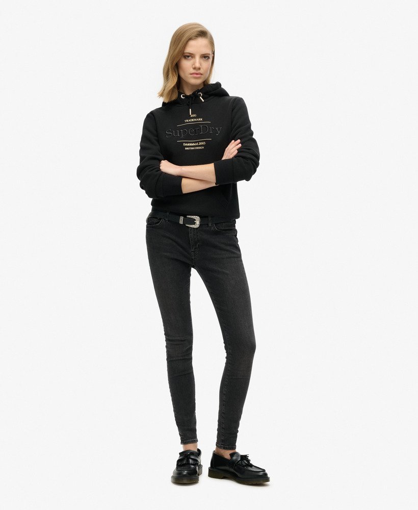 luxe hoodie met metallic logo in zwart
