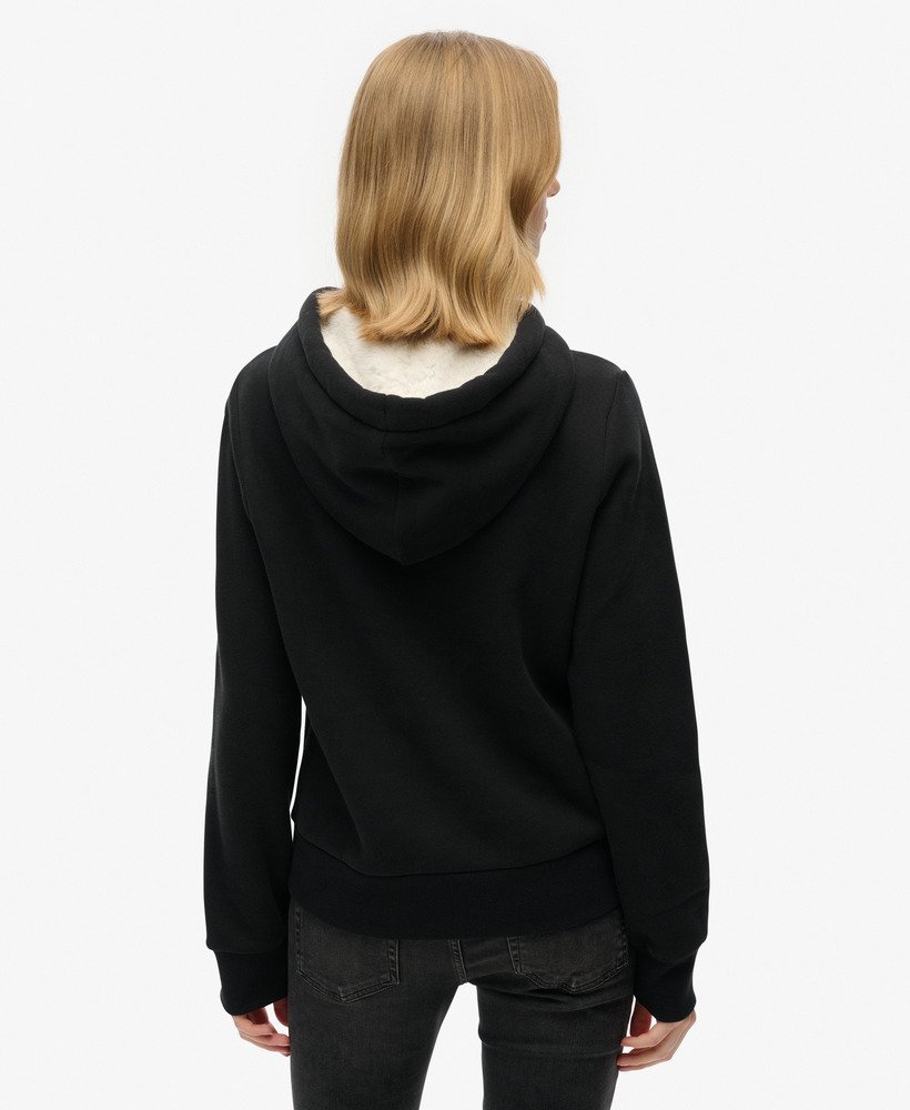 luxe hoodie met metallic logo in zwart