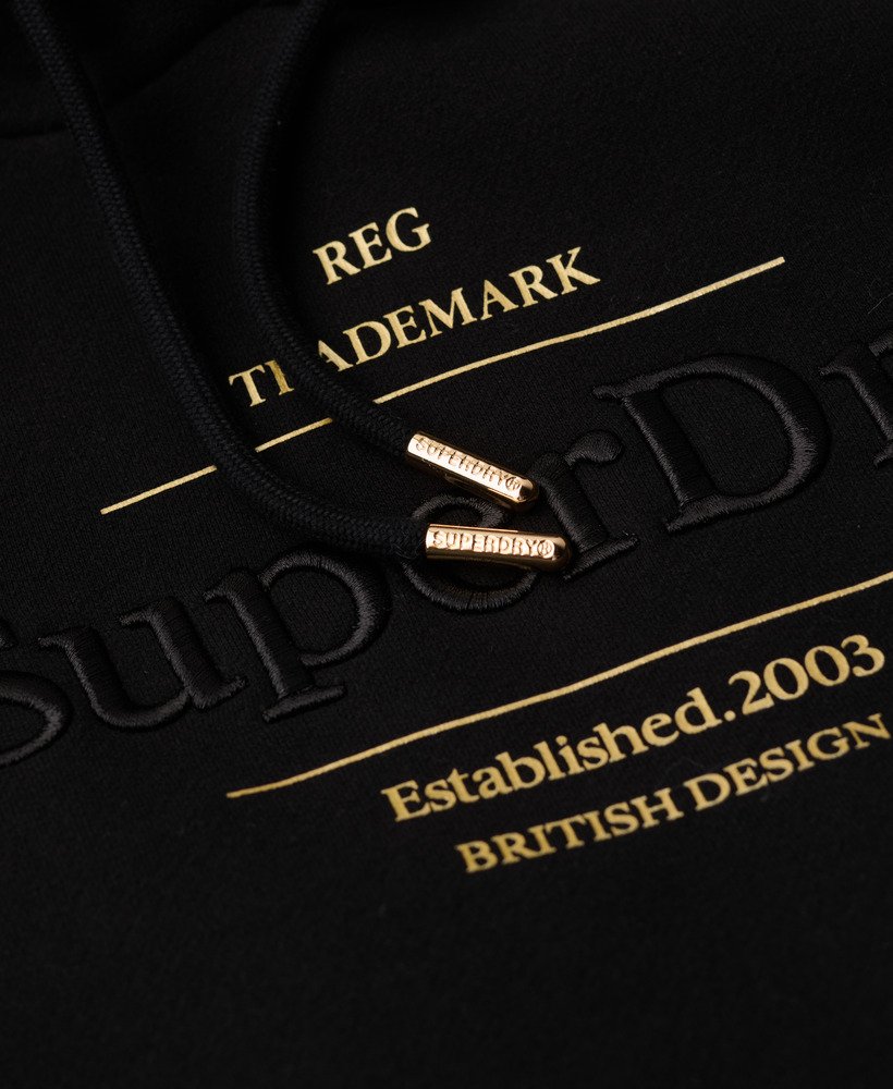 luxe hoodie met metallic logo in zwart