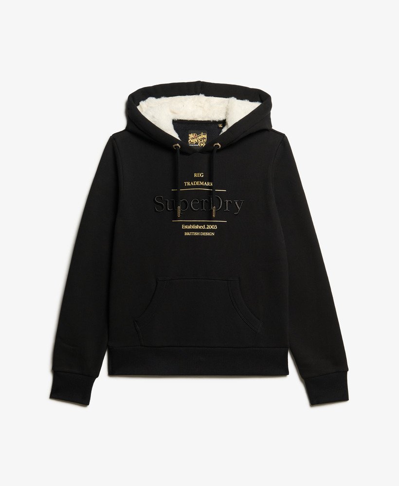 luxe hoodie met metallic logo in zwart