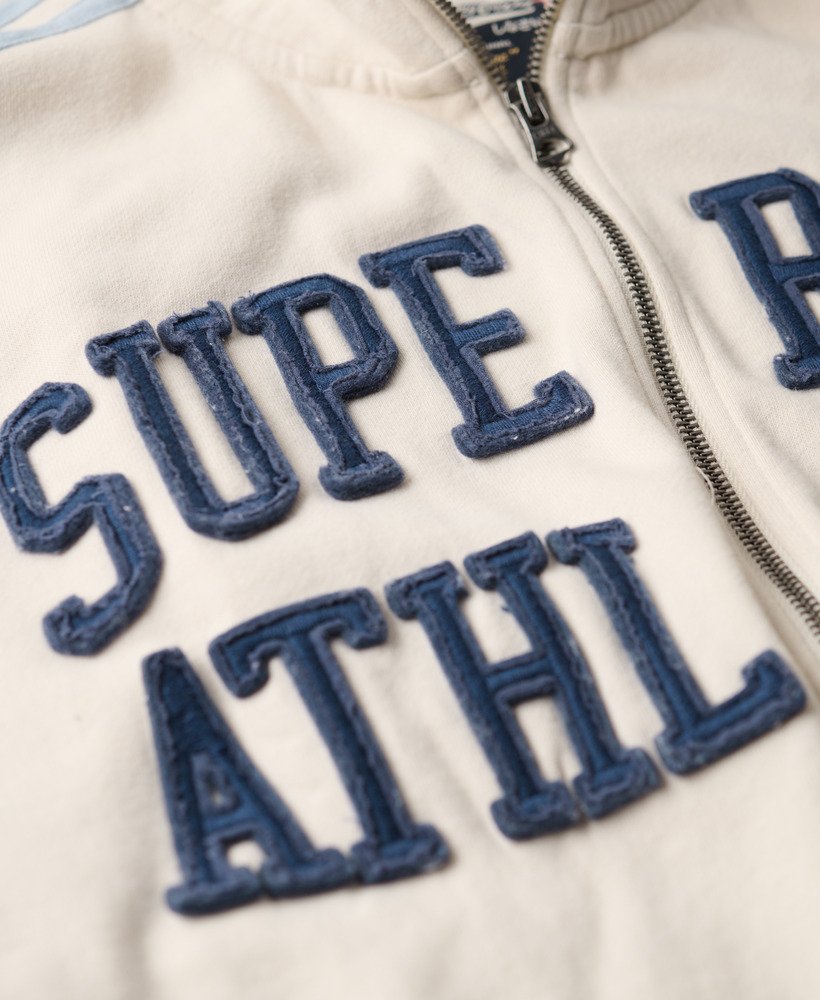 athletic essentials applique loose zip track top in turtledove cream