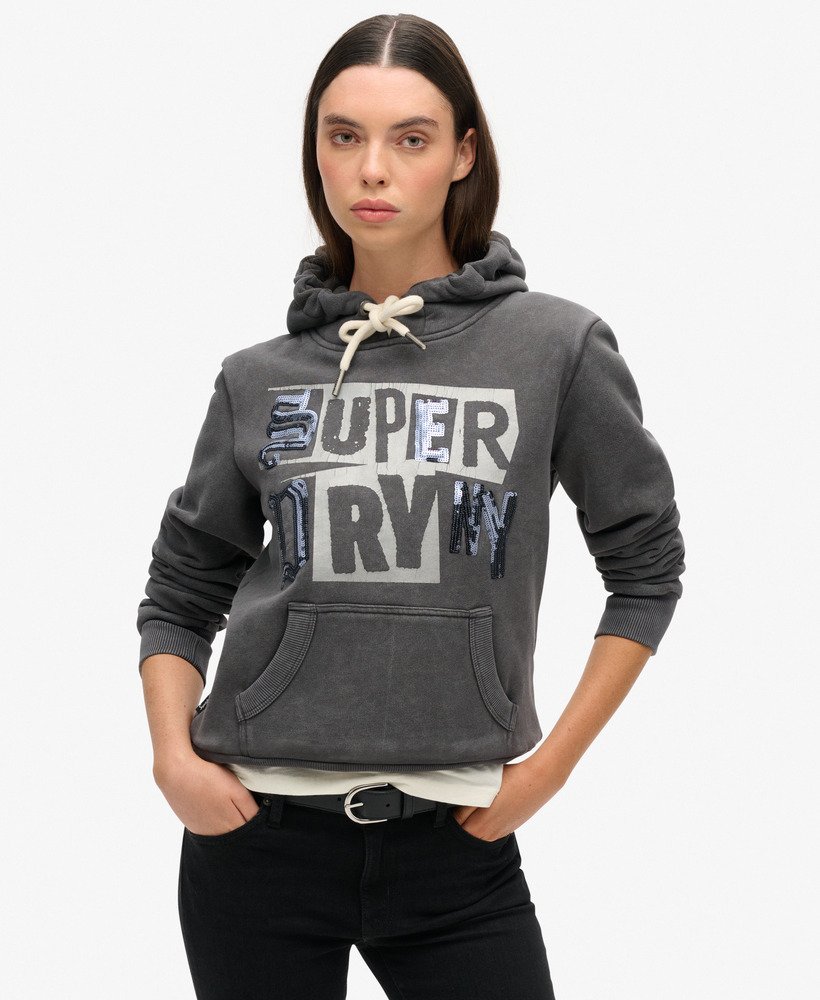 versierde punk-graphic hoodie in blackboard