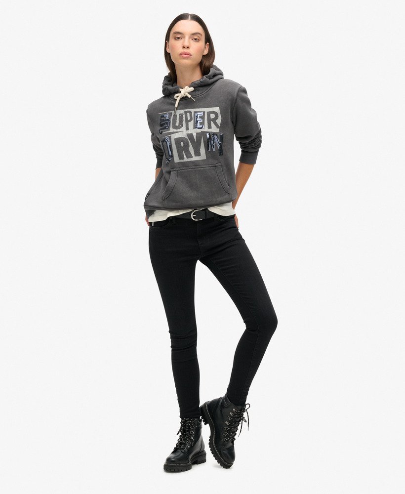 versierde punk-graphic hoodie in blackboard