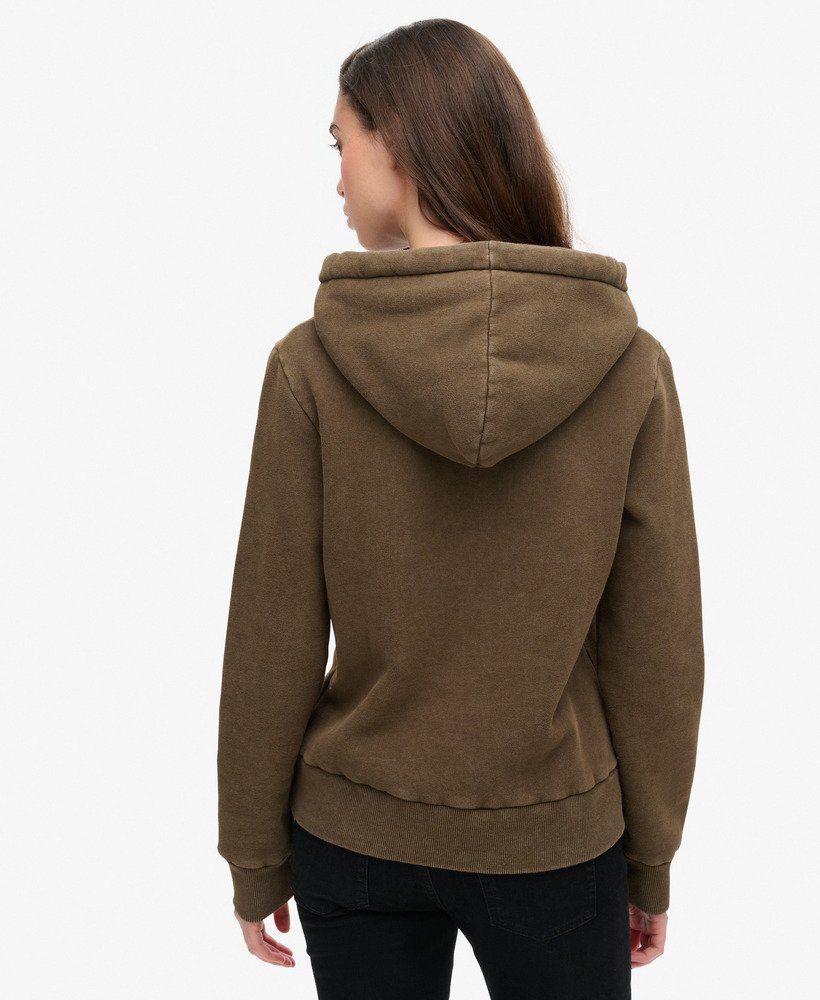 versierde punk-hoodie met grafische print in diep kaki groen.