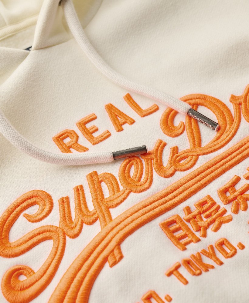 neon vintage logo geborduurde graphic hoodie in winter white
