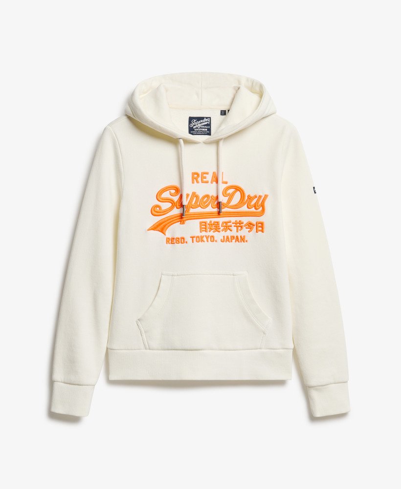 neon vintage logo geborduurde graphic hoodie in winter white