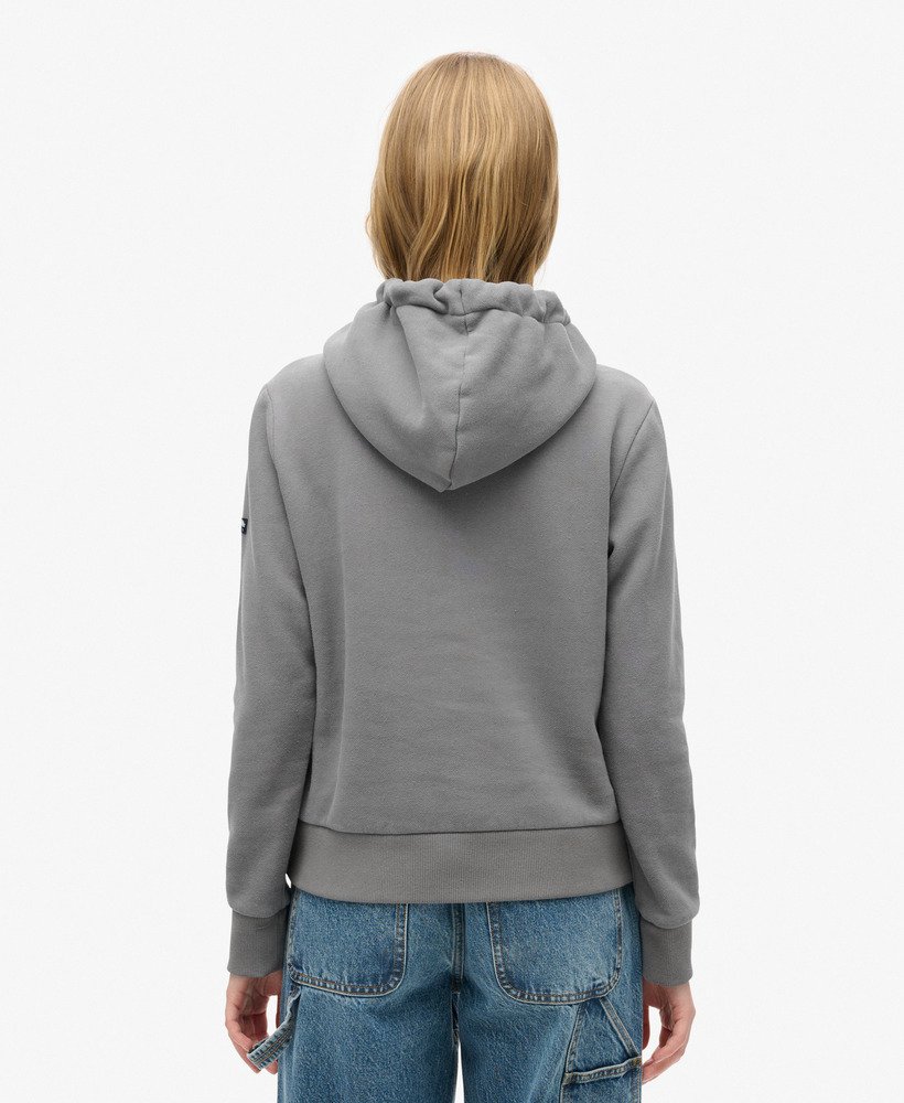 neon vintage logo geborduurde graphic hoodie in middengrijs