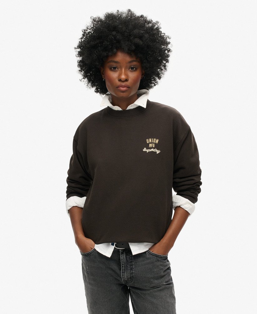 werksweatshirt met grafische print en losse pasvorm in bison black