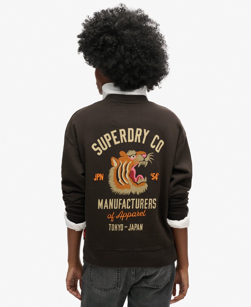 werksweatshirt met grafische print en losse pasvorm in bison black