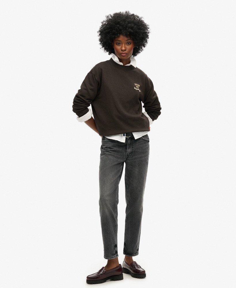 werksweatshirt met grafische print en losse pasvorm in bison black