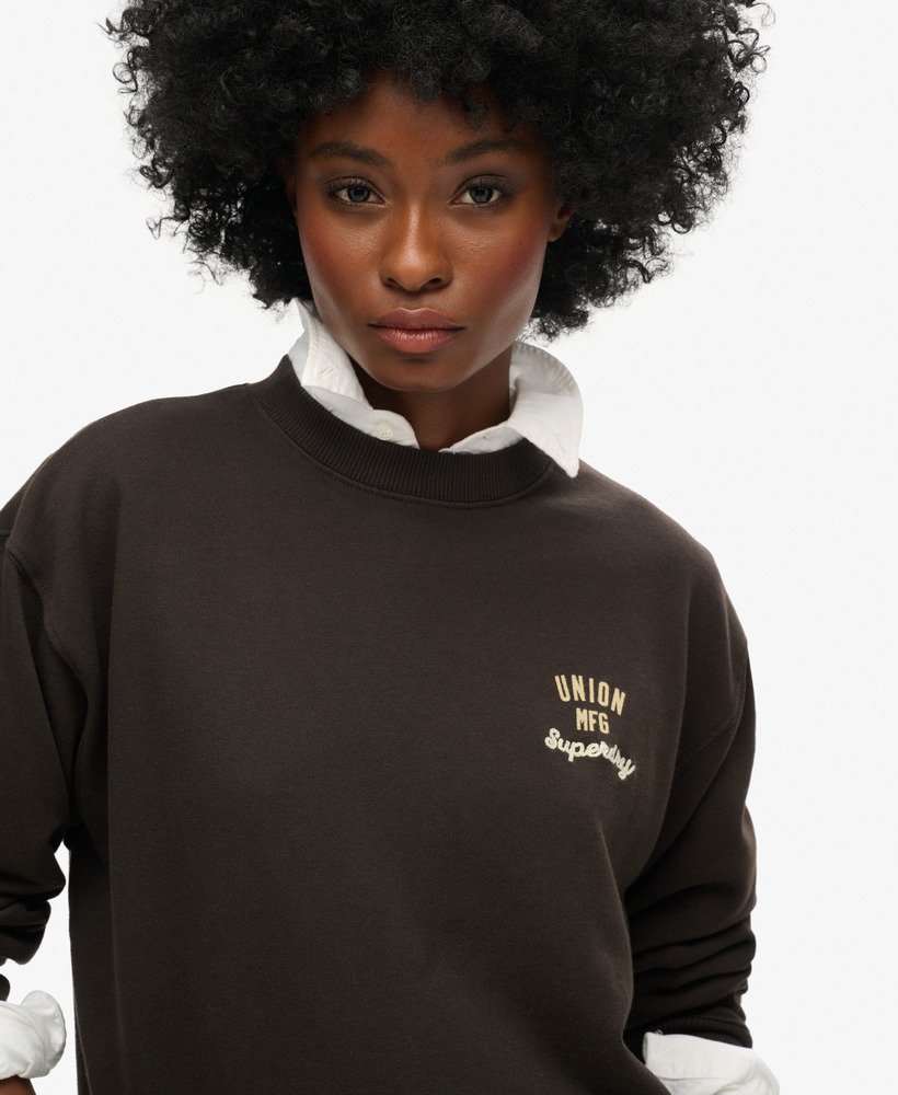 werksweatshirt met grafische print en losse pasvorm in bison black