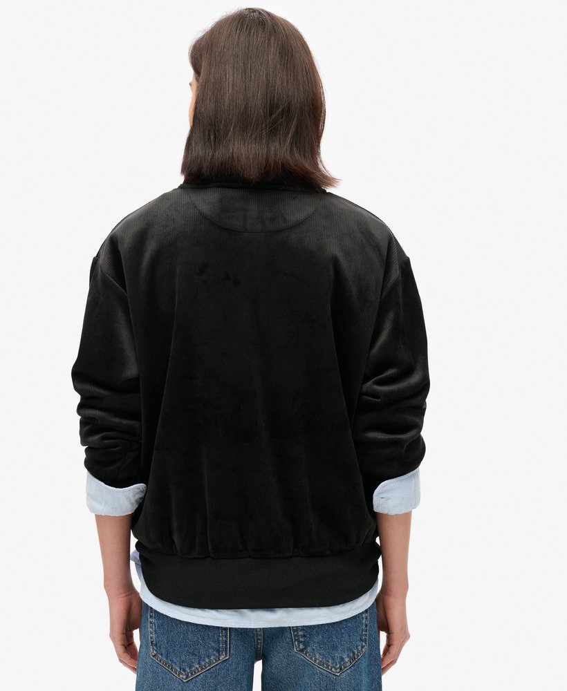 country club velours half-zip in zwart