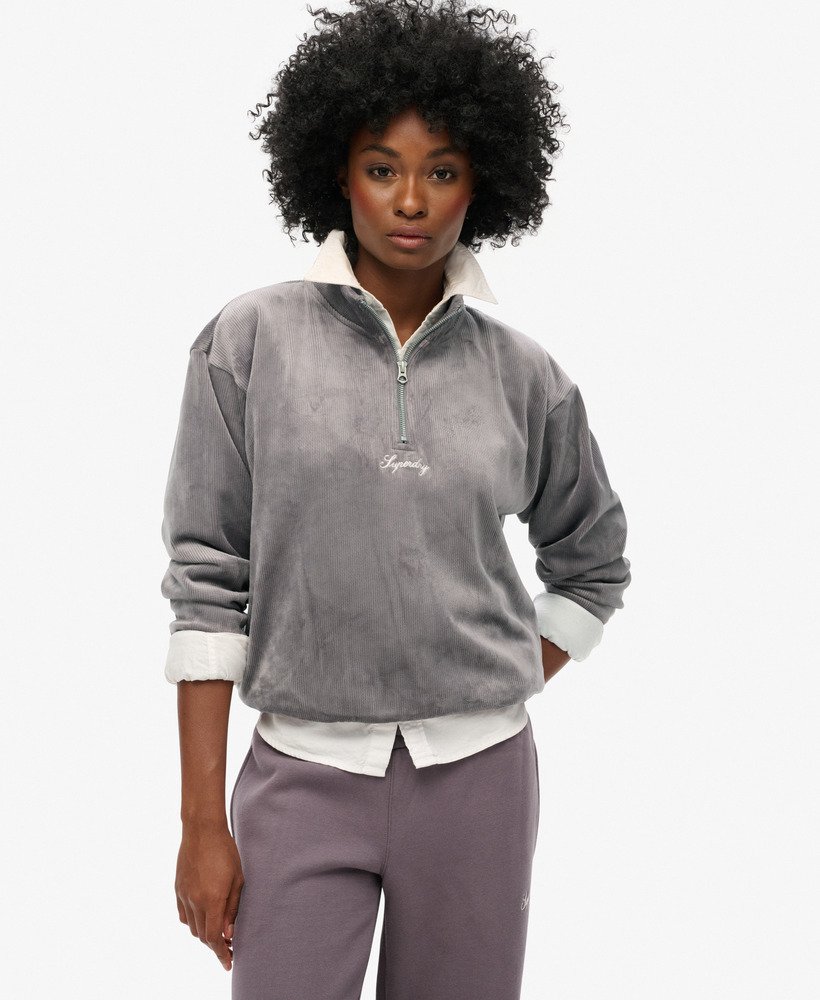 country club velours half-zip in rock dark grey