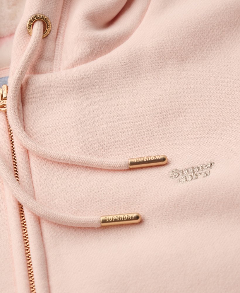 essential borg gevoerde hoodie met rits in roze klei