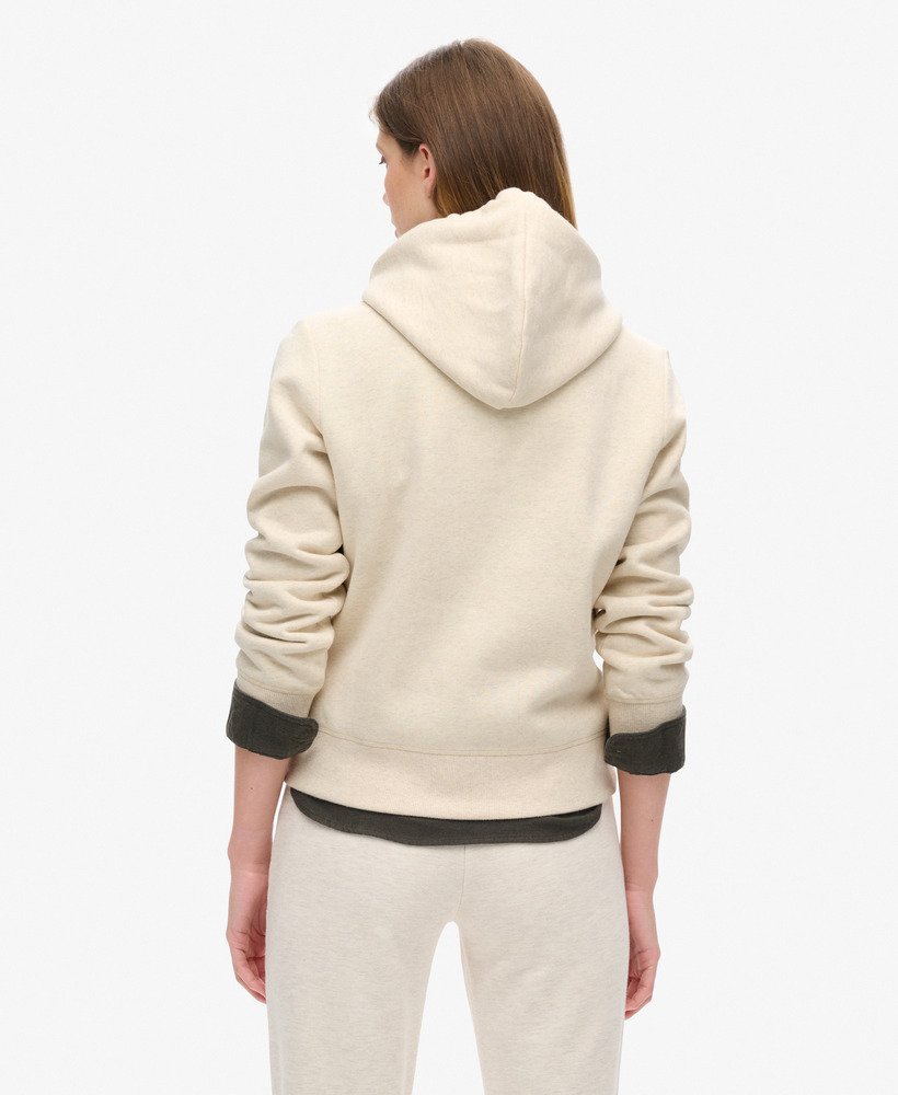 essential logo hoodie in light oat marl