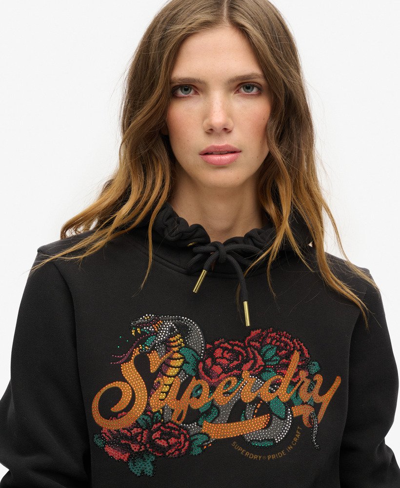 hoodie met tattoo-tekstprint in zwart