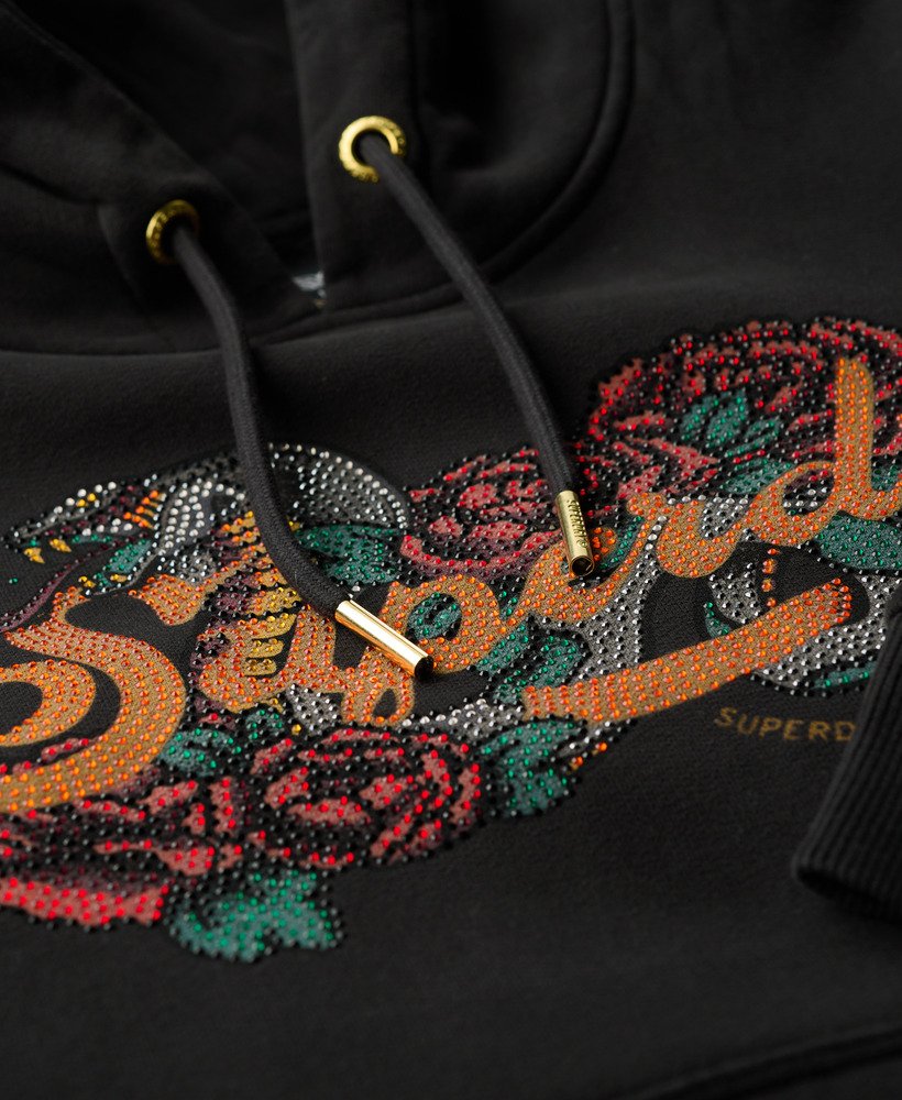 hoodie met tattoo-tekstprint in zwart