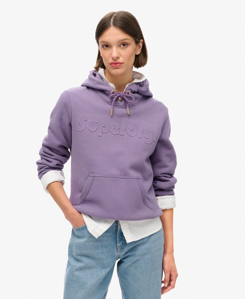 hoodie met reliëflogo in gemalen druivenpaars