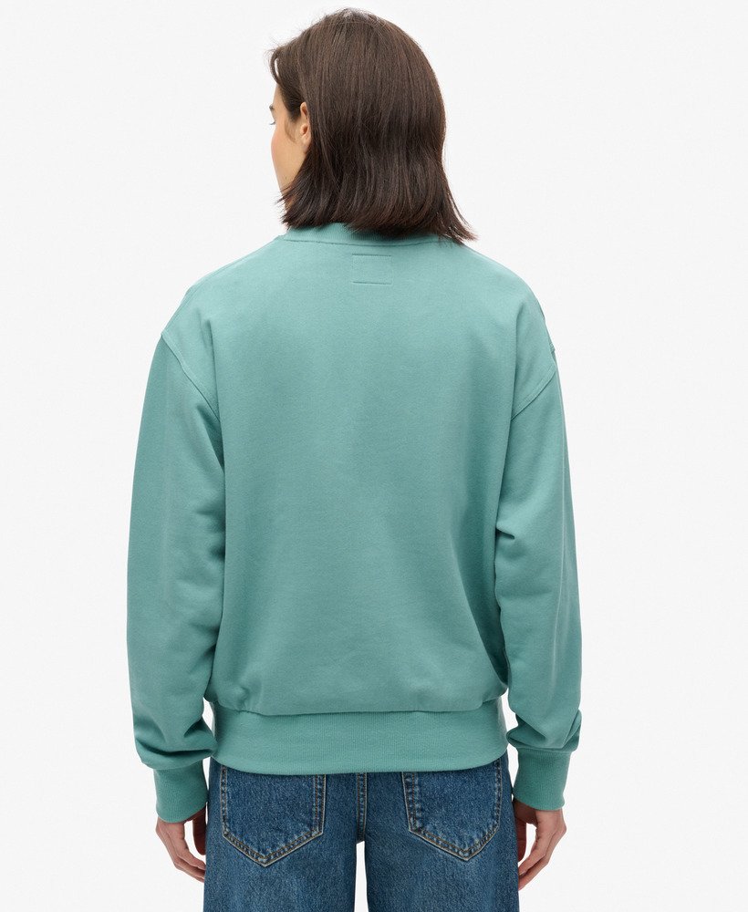 luxe metallic losvallend sweatshirt in olieblauwgroen