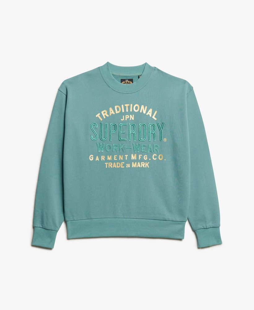luxe metallic losvallend sweatshirt in olieblauwgroen