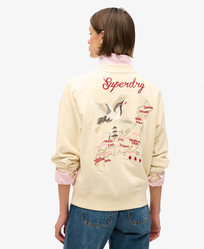 suika geborduurd losvallend sweatshirt in rijstwit