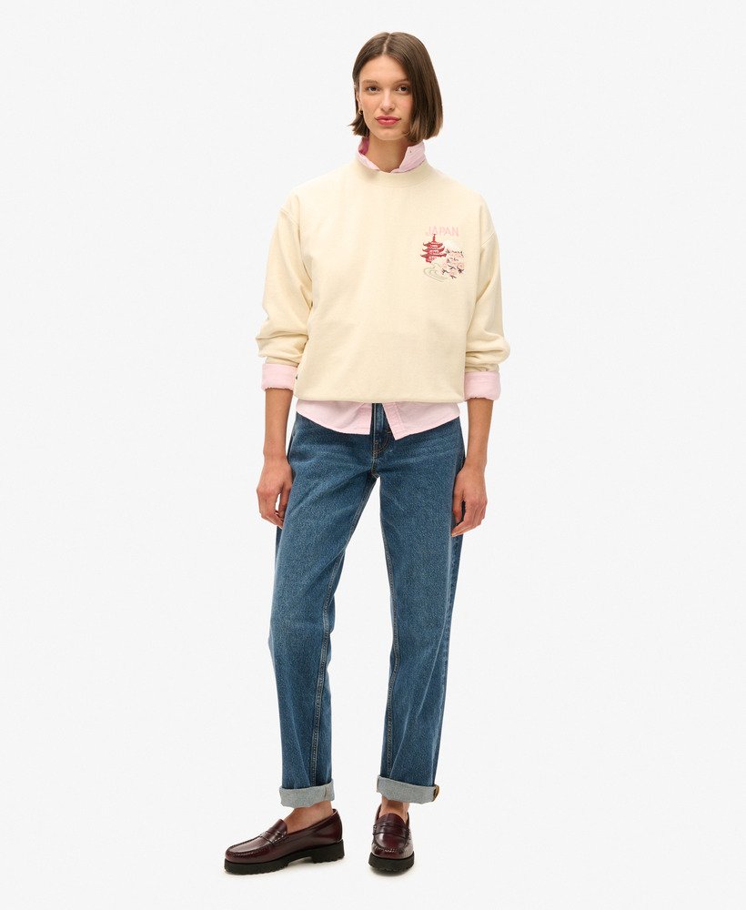 suika geborduurd losvallend sweatshirt in rijstwit