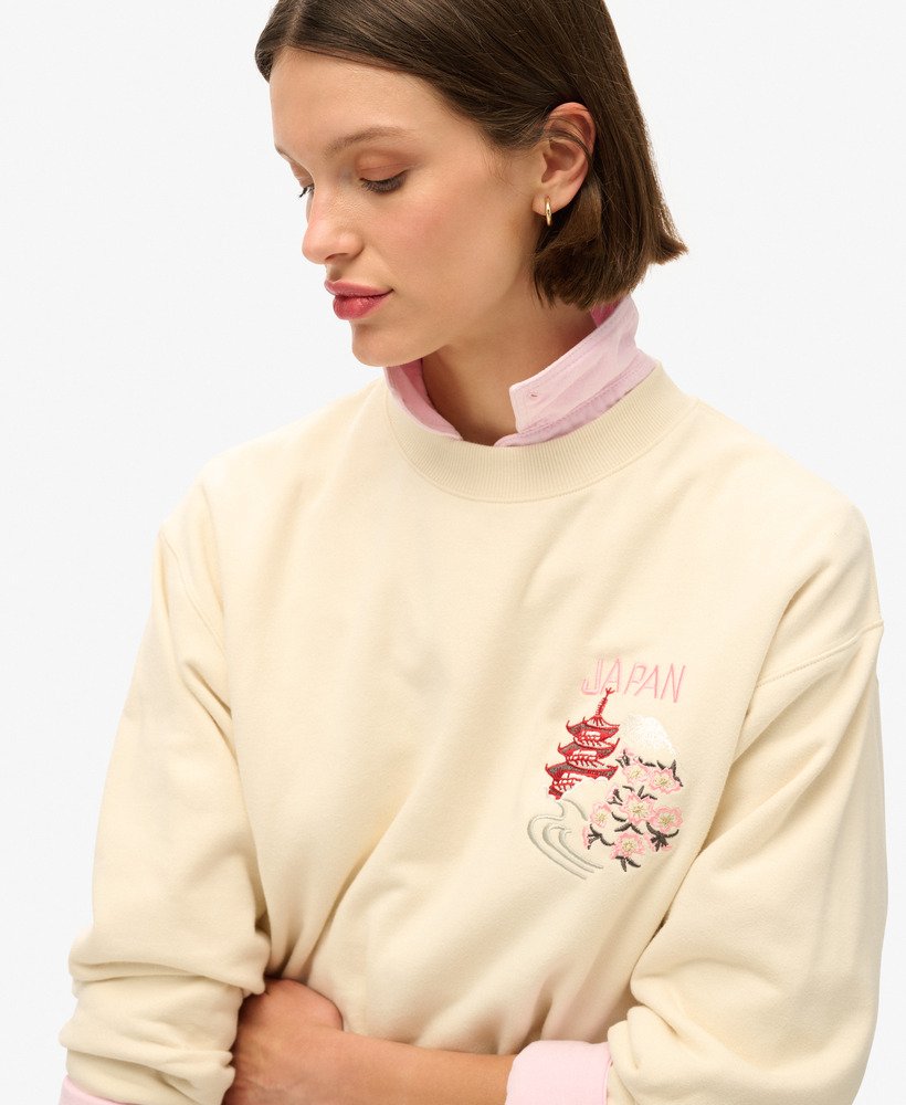 suika geborduurd losvallend sweatshirt in rijstwit