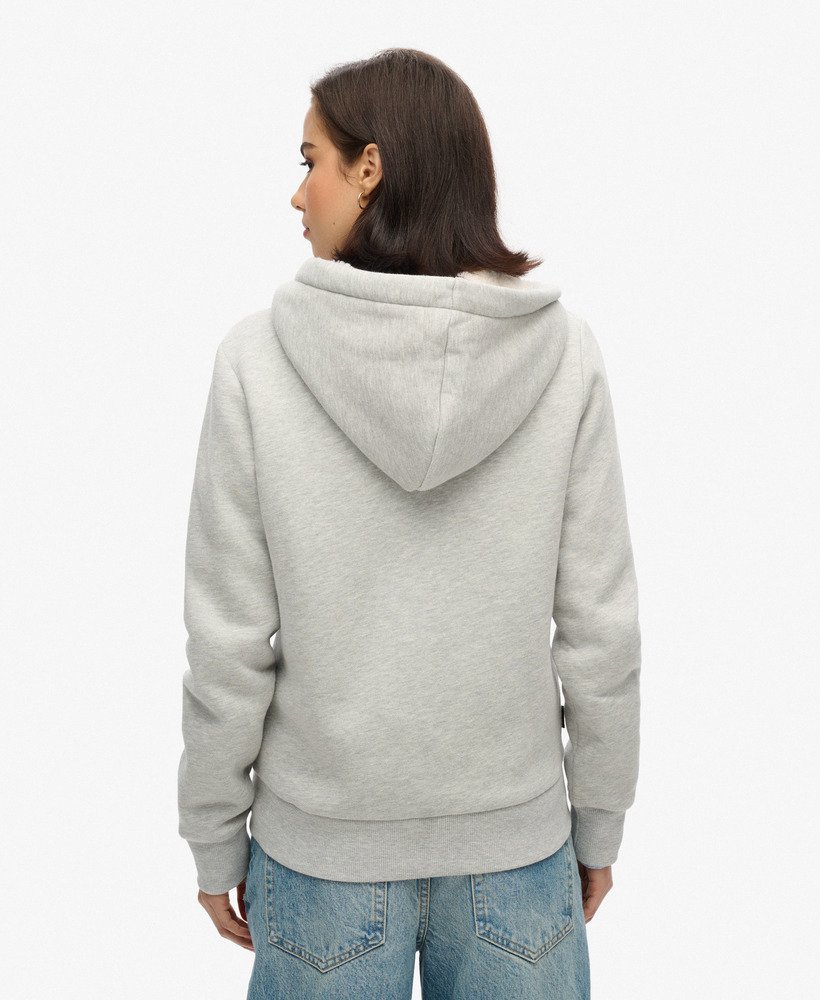 luxe metallic logo zip hoodie in pumice stone beige marl