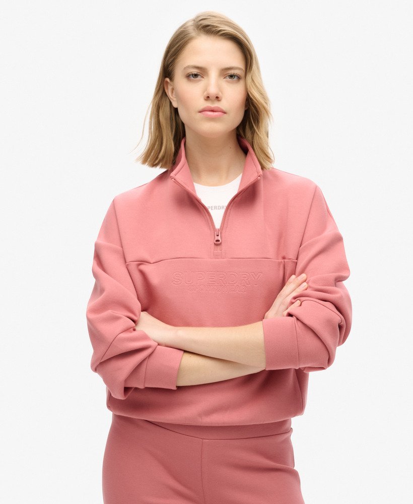 sport tech relaxed half zip sweatshirt in withered rose