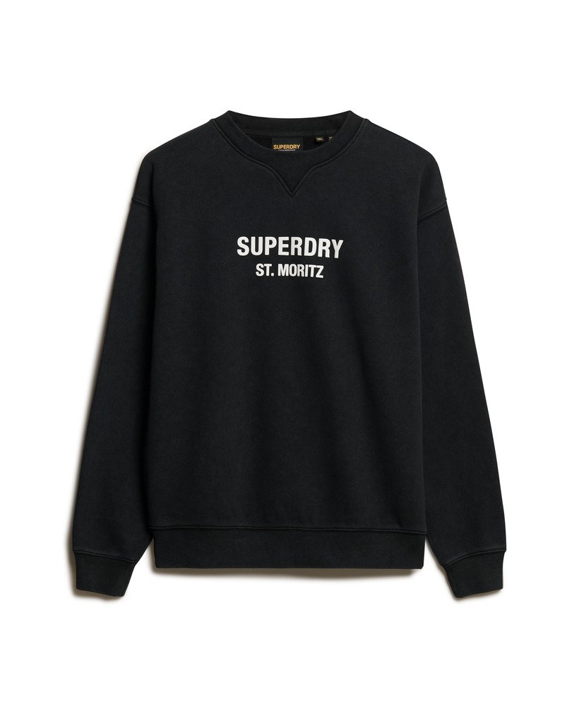 sport luxe loose crew sweatshirt in zwart