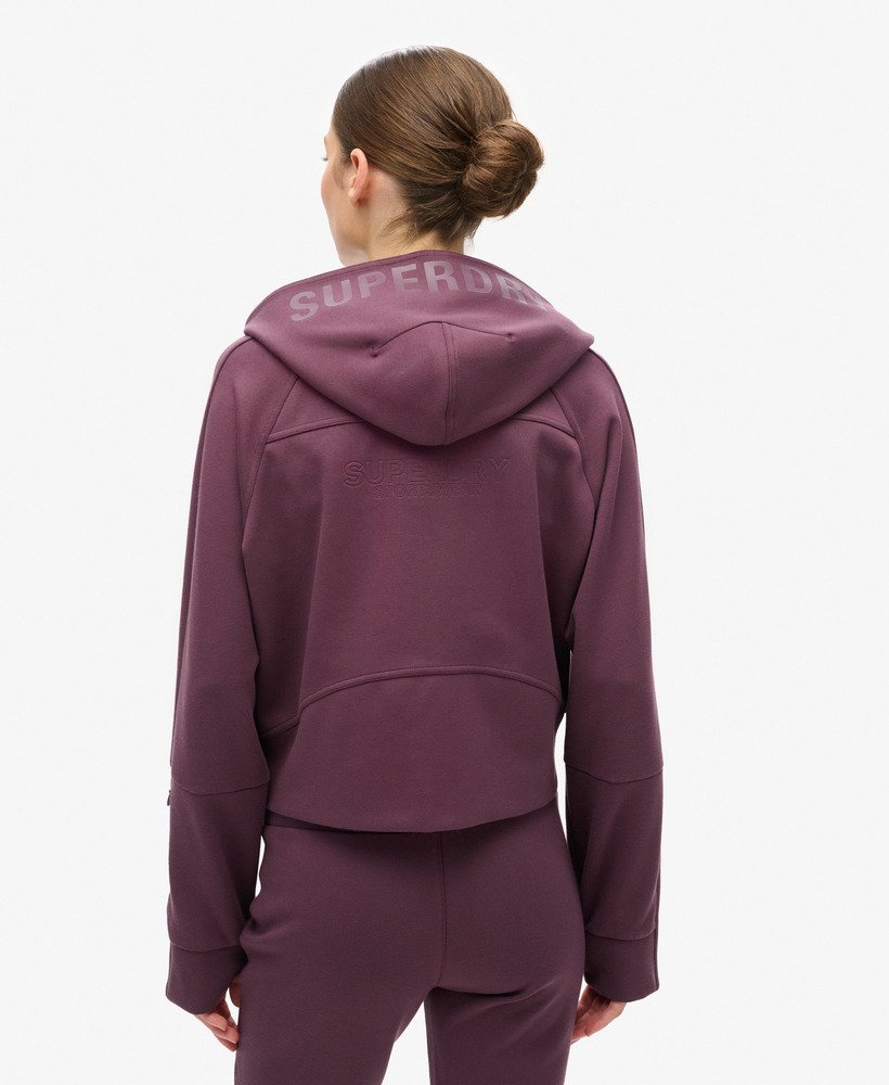 sport tech relaxed zip hoodie in smoky aubergine purple