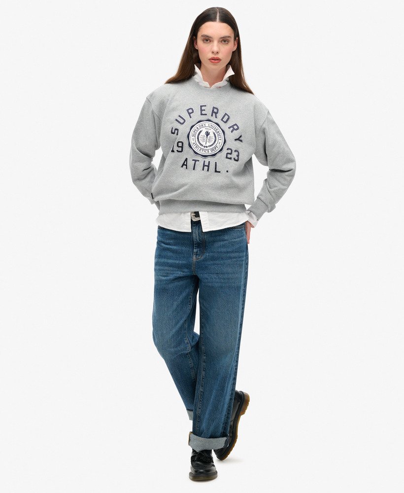 college script loose sweatshirt in ash grey marl
