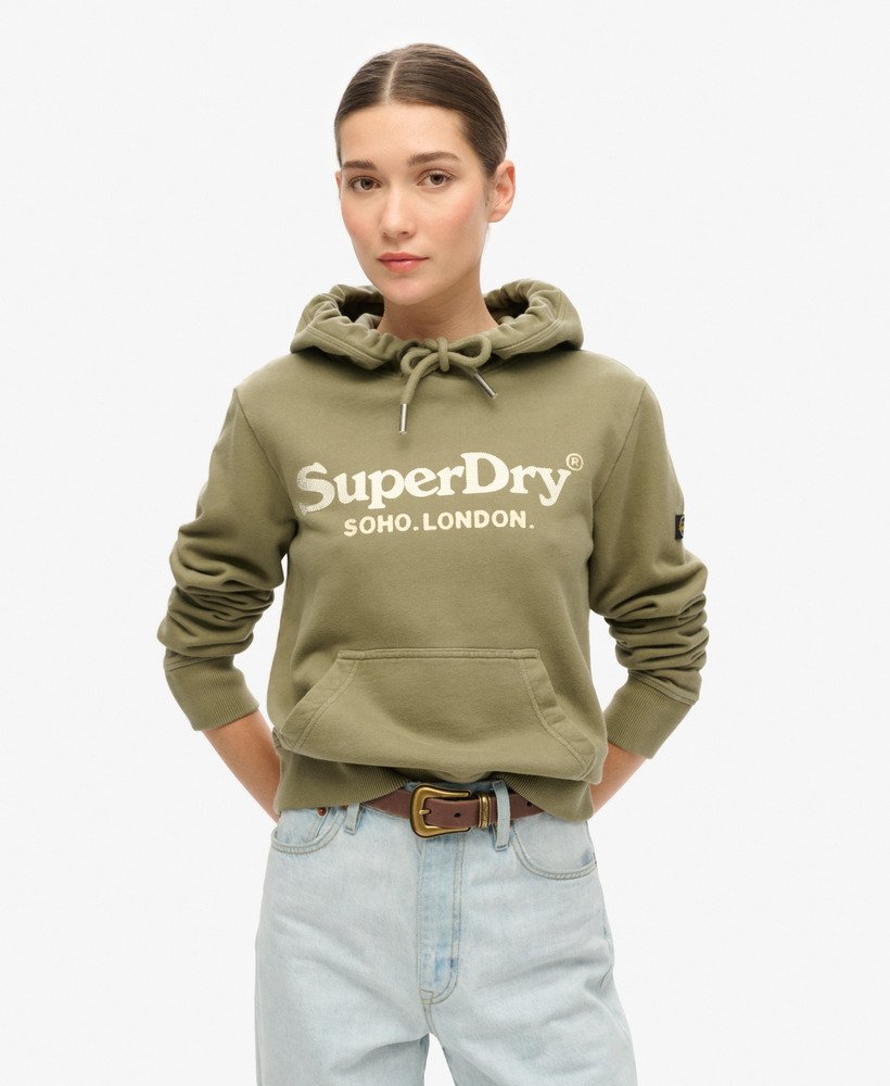 metallic venue hoodie in stoffig olijfgroen