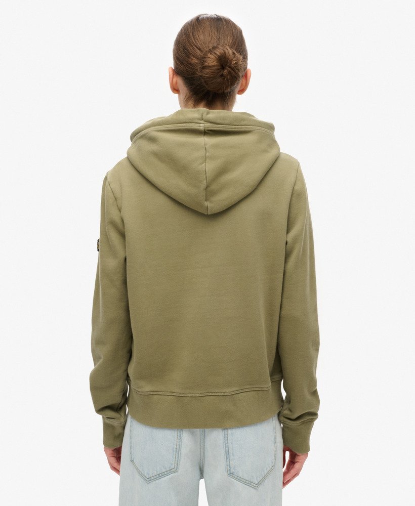 metallic venue hoodie in stoffig olijfgroen