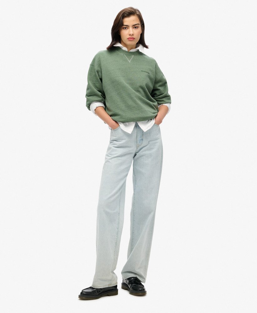 essential logo overdyed sweatshirt in buffalo green