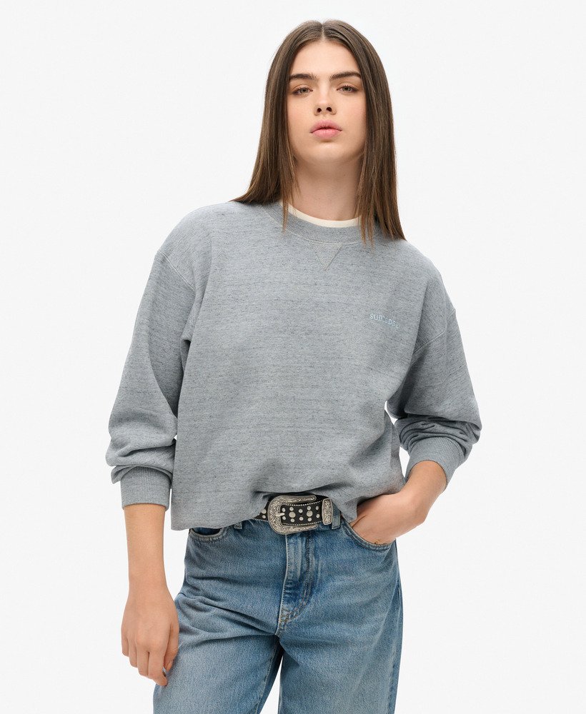 essential logo overdyed sweatshirt in blue fog