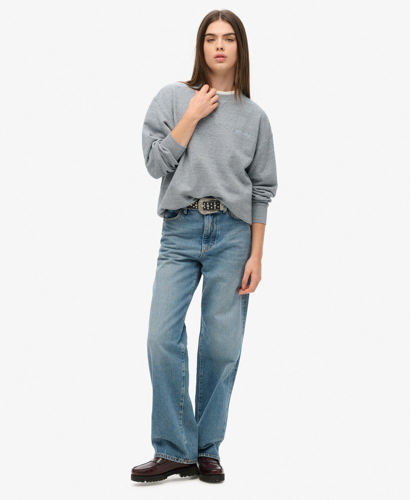 essential logo overdyed sweatshirt in blue fog