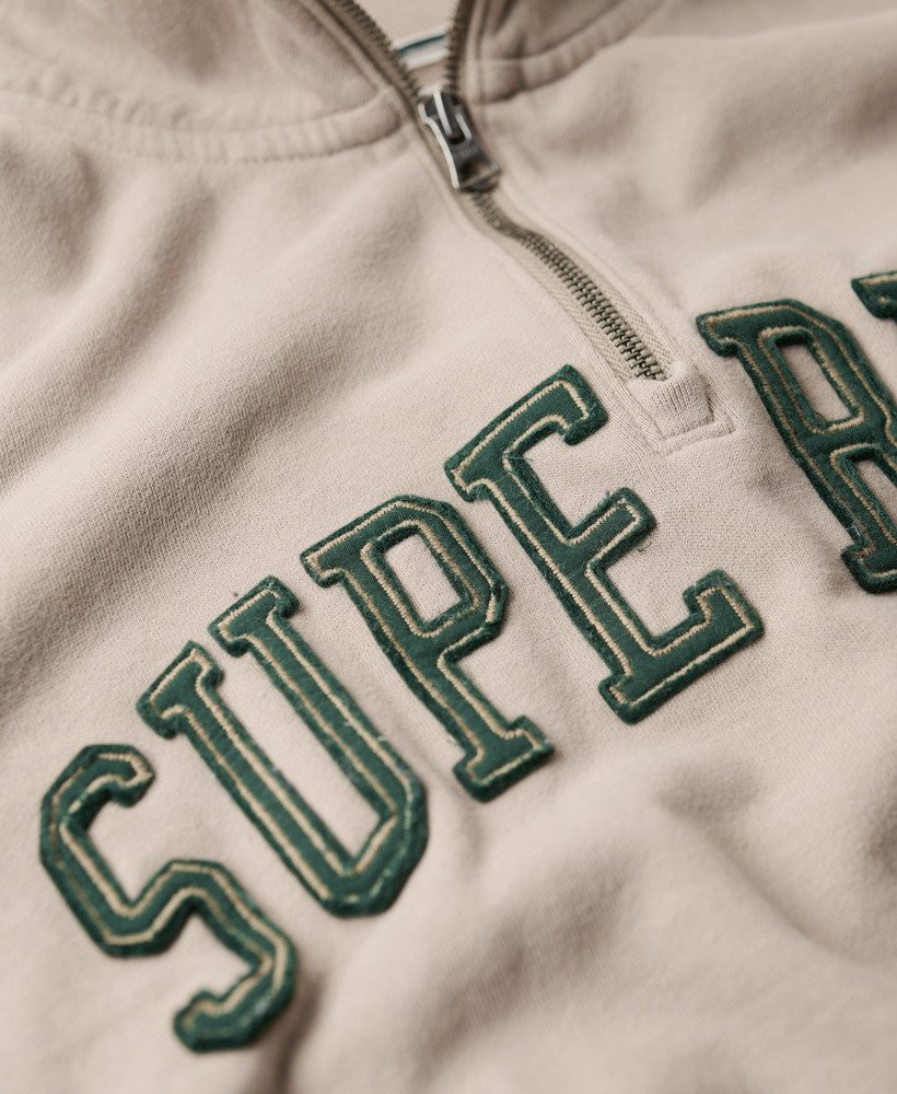 athletic essentials applique half zip sweatshirt in cobblestone grey