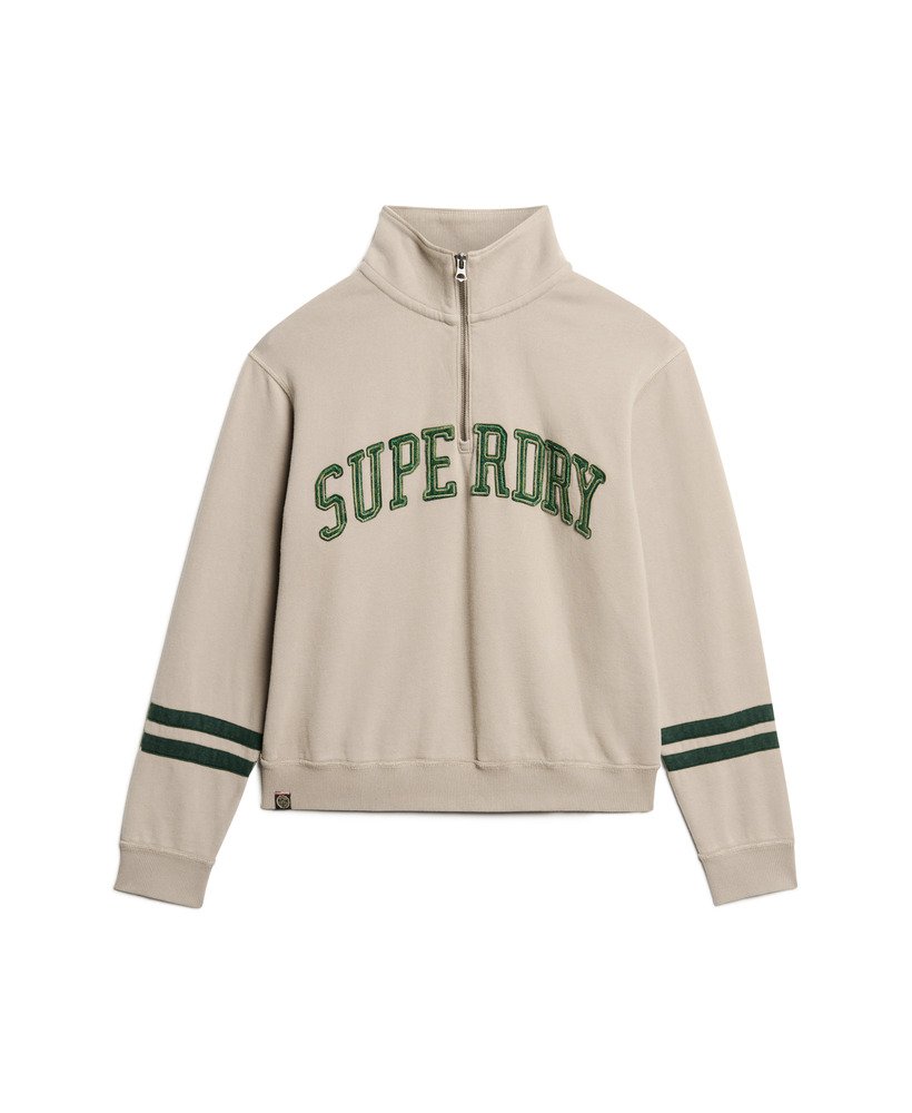 athletic essentials applique half zip sweatshirt in cobblestone grey