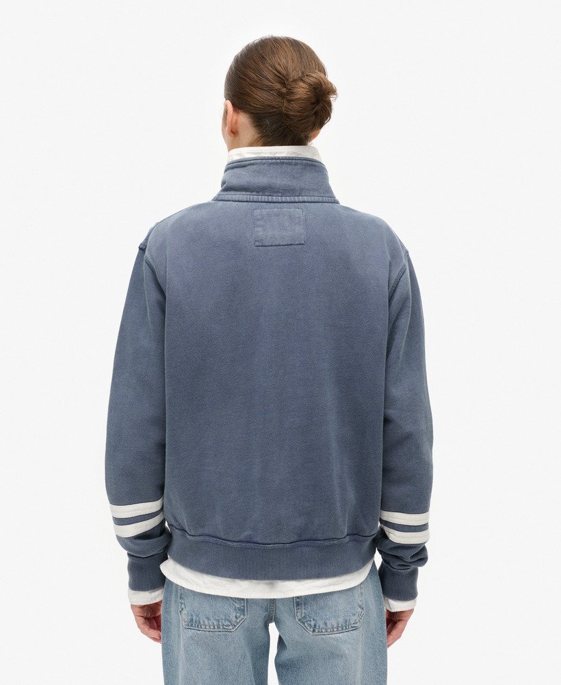 athletic essentials applique half zip sweatshirt in mariner navy