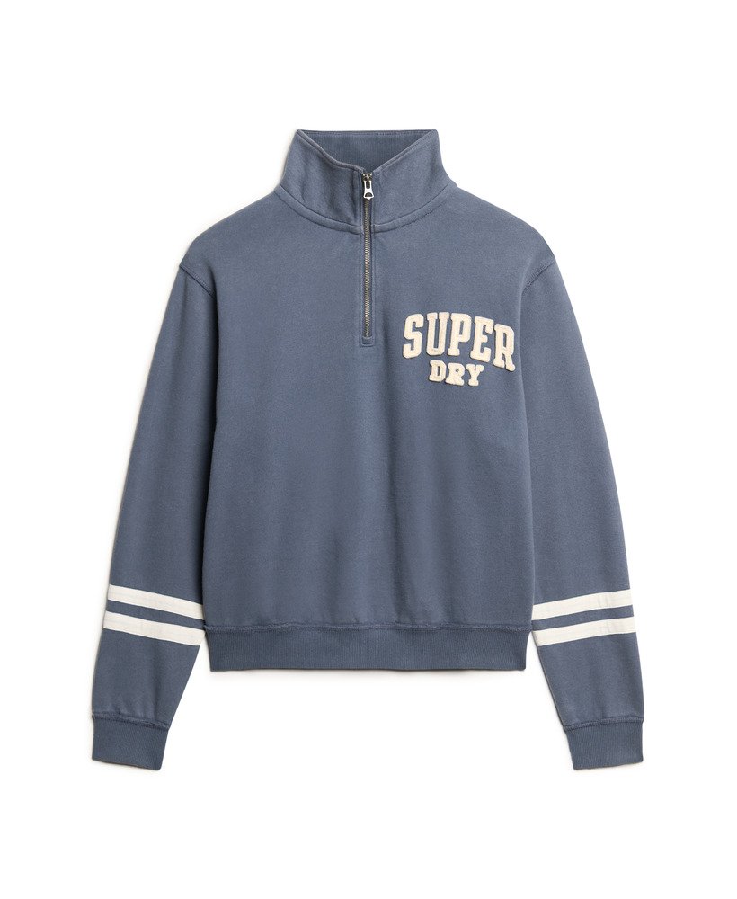 athletic essentials applique half zip sweatshirt in mariner navy