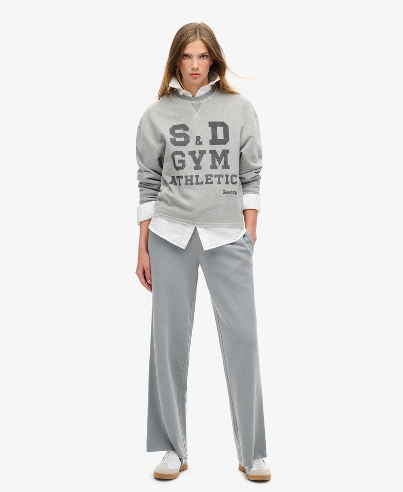 athletic essentials loose crop crew sweatshirt in grey marl